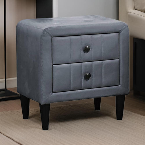 Rheo Nightstand with 2 Drawers, 22" Particleboard, Gray Velvet