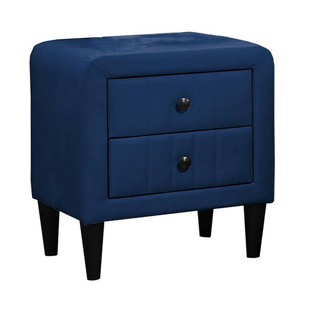 Rheo Nightstand with 2 Drawers 22’’ Particleboard Blue Velvet BM326147