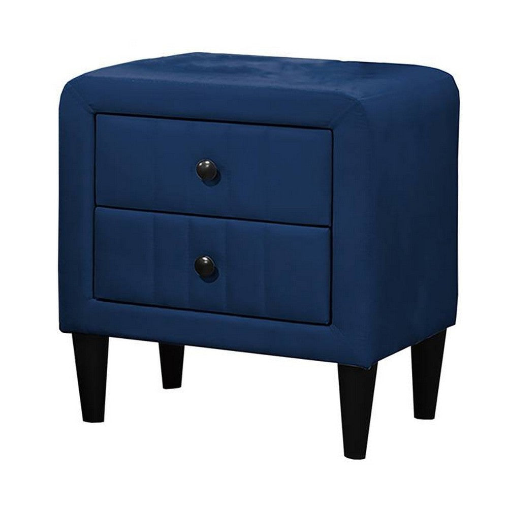Rheo Nightstand with 2 Drawers 22’’ Particleboard Blue Velvet BM326147