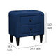 Rheo Nightstand with 2 Drawers 22’’ Particleboard Blue Velvet BM326147