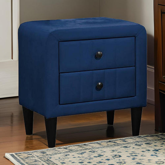 Rheo Nightstand with 2 Drawers, 22" Particleboard, Blue Velvet