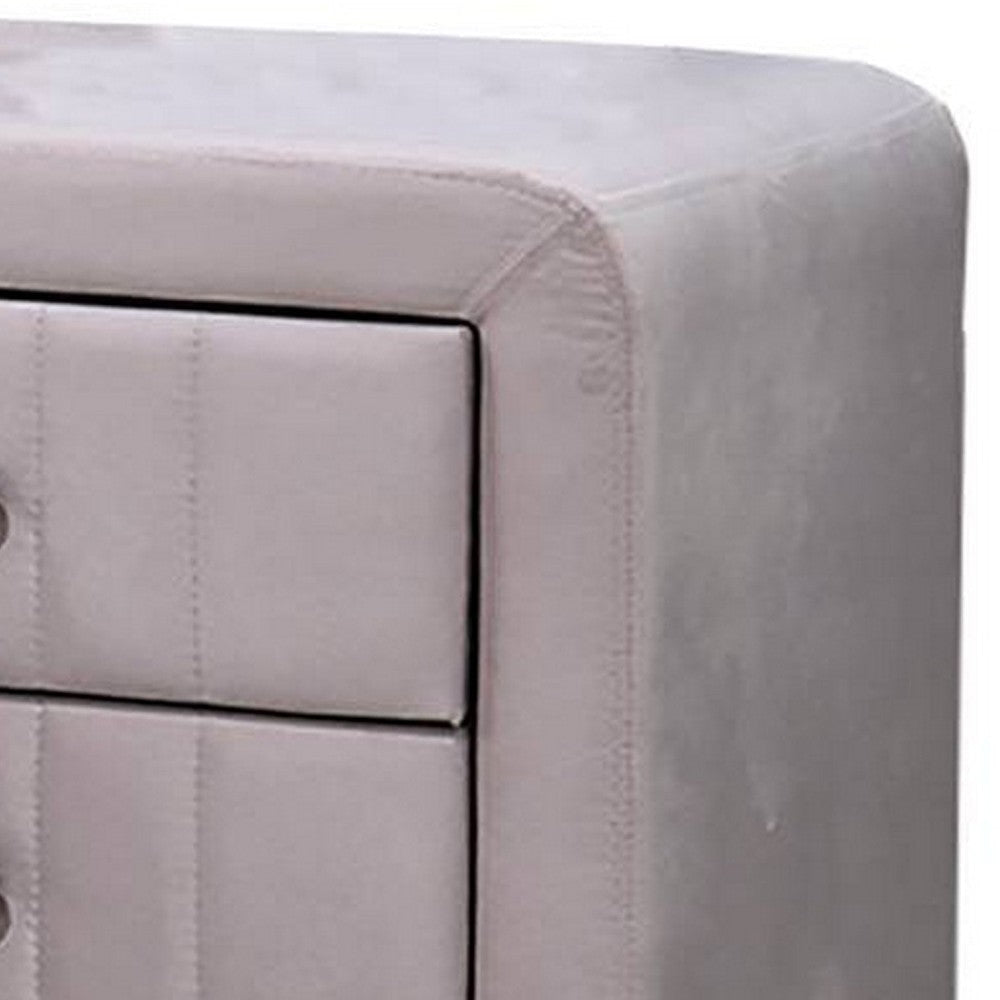 Rheo Nightstand with 2 Drawer Tapered Legs 22’’ Light Pink Velvet BM326148