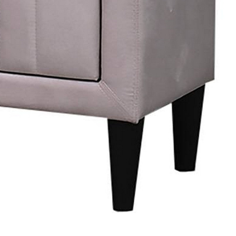 Rheo Nightstand with 2 Drawer Tapered Legs 22’’ Light Pink Velvet BM326148