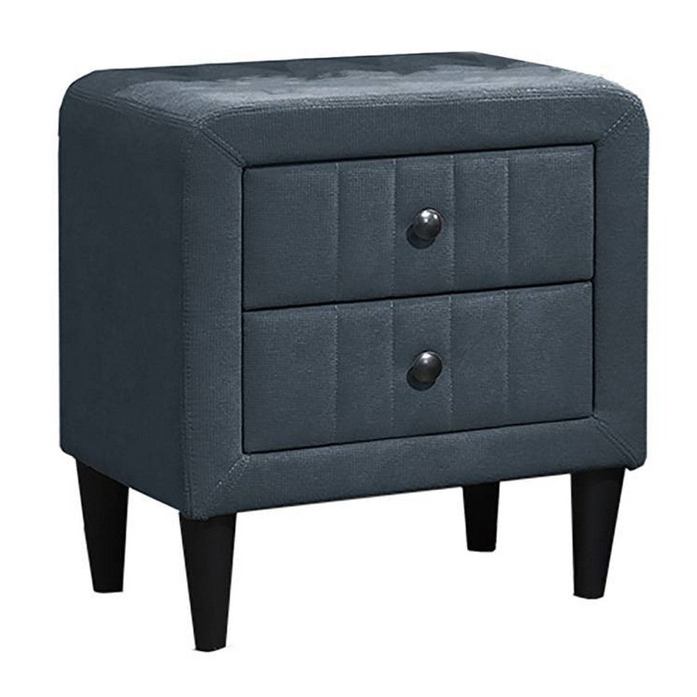 Rheo Nightstand with 2 Drawer Tapered Legs 22’’ Charcoal Linen BM326149