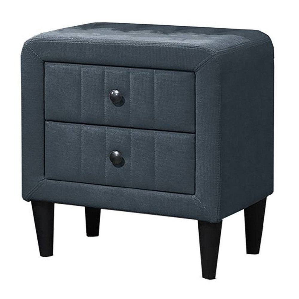 Rheo Nightstand with 2 Drawer Tapered Legs 22’’ Charcoal Linen BM326149