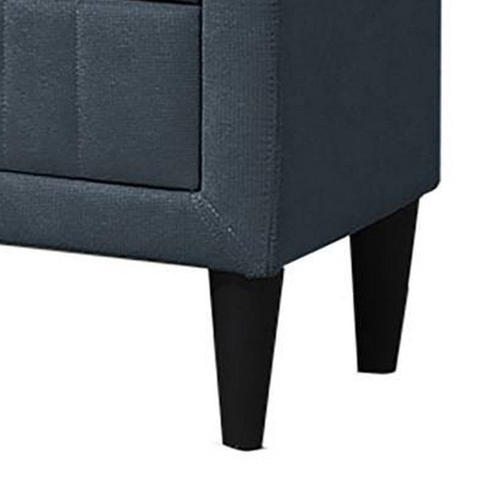 Rheo Nightstand with 2 Drawer Tapered Legs 22’’ Charcoal Linen BM326149