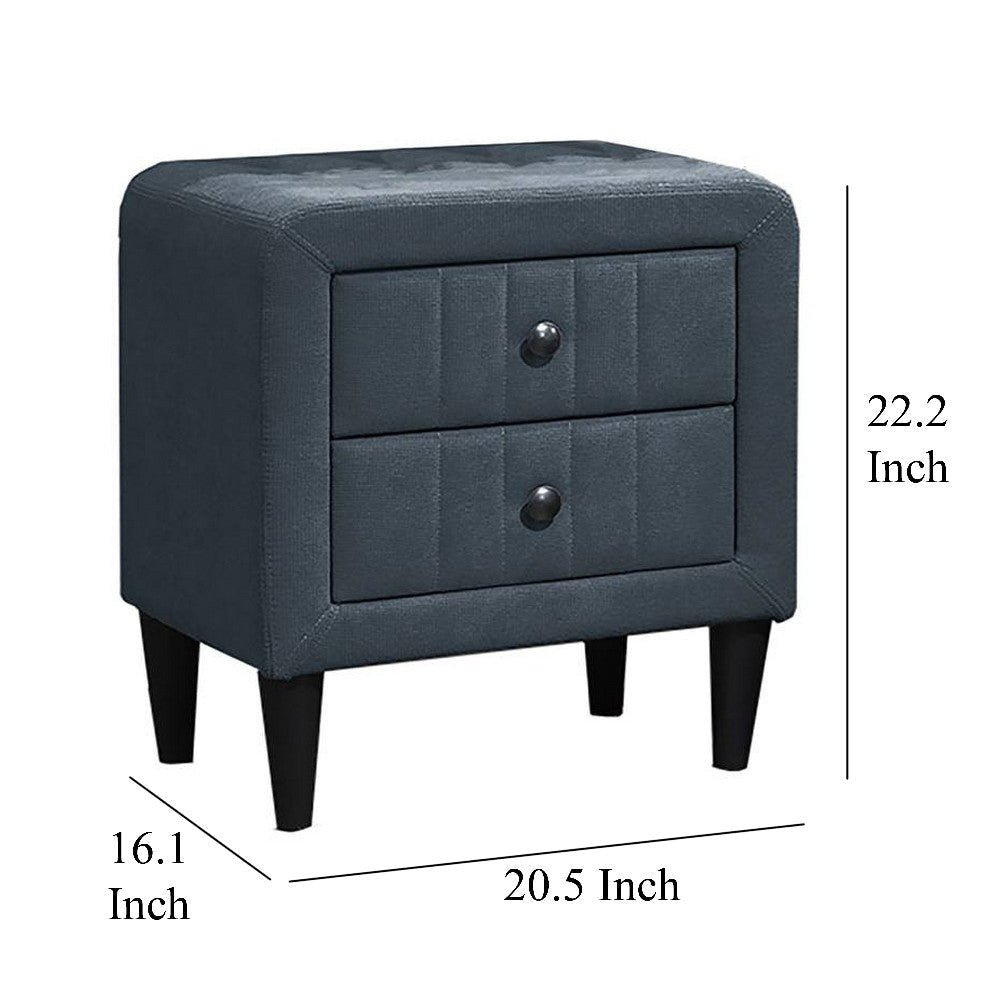Rheo Nightstand with 2 Drawer Tapered Legs 22’’ Charcoal Linen BM326149