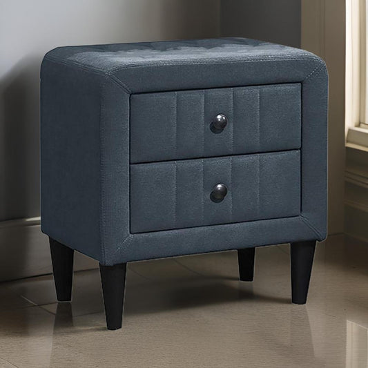 Rheo Nightstand with 2 Drawer, Tapered Legs, 22" Charcoal Linen