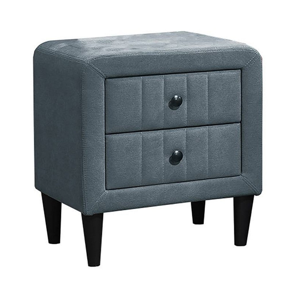Rheo Nightstand 2 Drawers and Taper Legs 22’’ Gray Brushed Linen BM326150