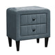 Rheo Nightstand 2 Drawers and Taper Legs 22’’ Gray Brushed Linen BM326150