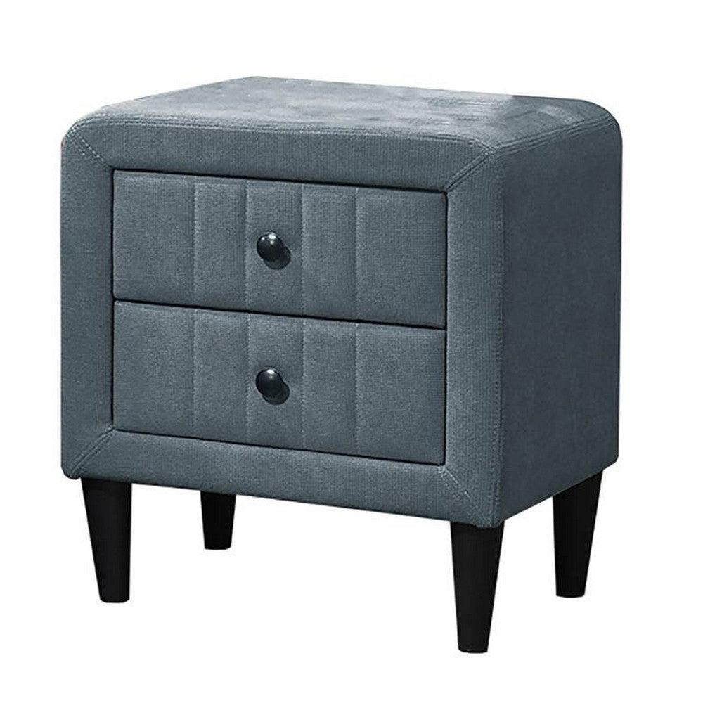 Rheo Nightstand 2 Drawers and Taper Legs 22’’ Gray Brushed Linen BM326150