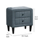 Rheo Nightstand 2 Drawers and Taper Legs 22’’ Gray Brushed Linen BM326150