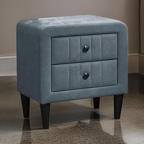 Rheo Nightstand, 2 Drawers and Taper Legs, 22" Gray Brushed Linen