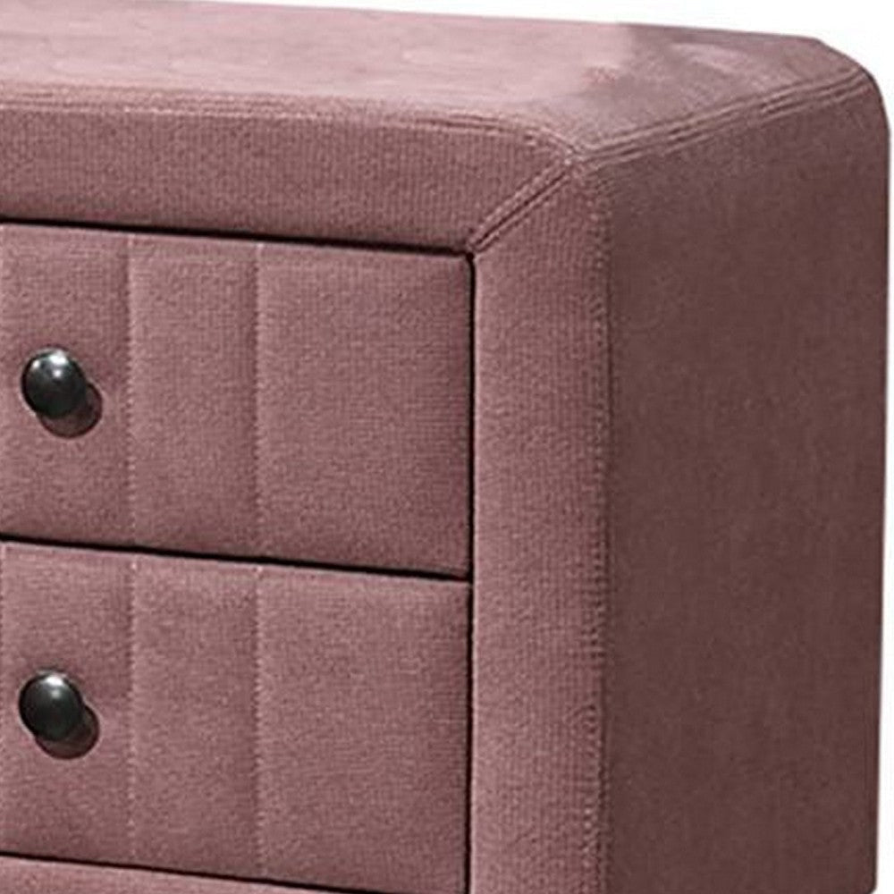 Rheo Nightstand 2 Drawers and Taper Legs 22’’ Pink Brushed Linen BM326151