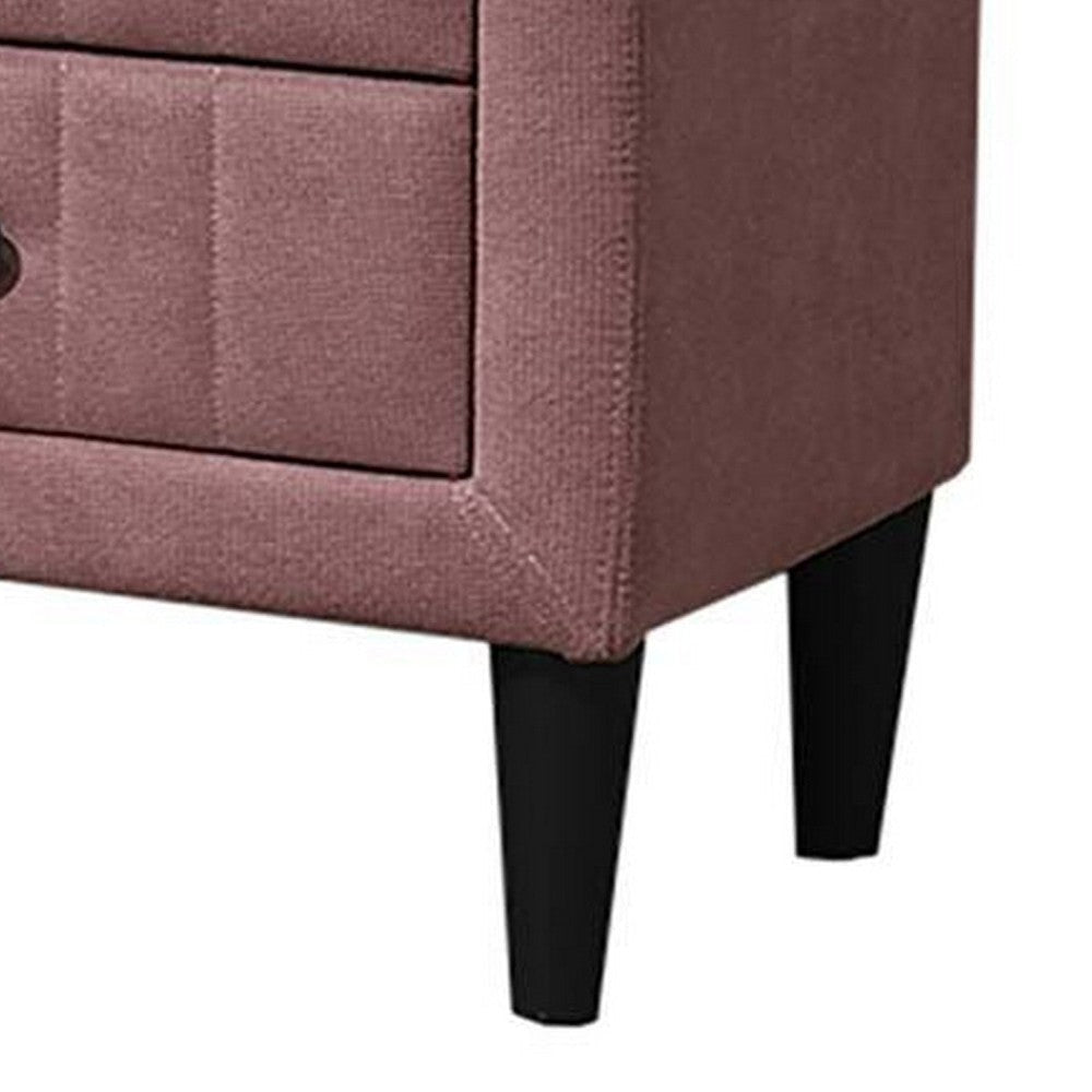 Rheo Nightstand 2 Drawers and Taper Legs 22’’ Pink Brushed Linen BM326151