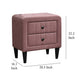 Rheo Nightstand 2 Drawers and Taper Legs 22’’ Pink Brushed Linen BM326151