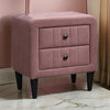 Rheo Nightstand, 2 Drawers and Taper Legs, 22" Pink Brushed Linen