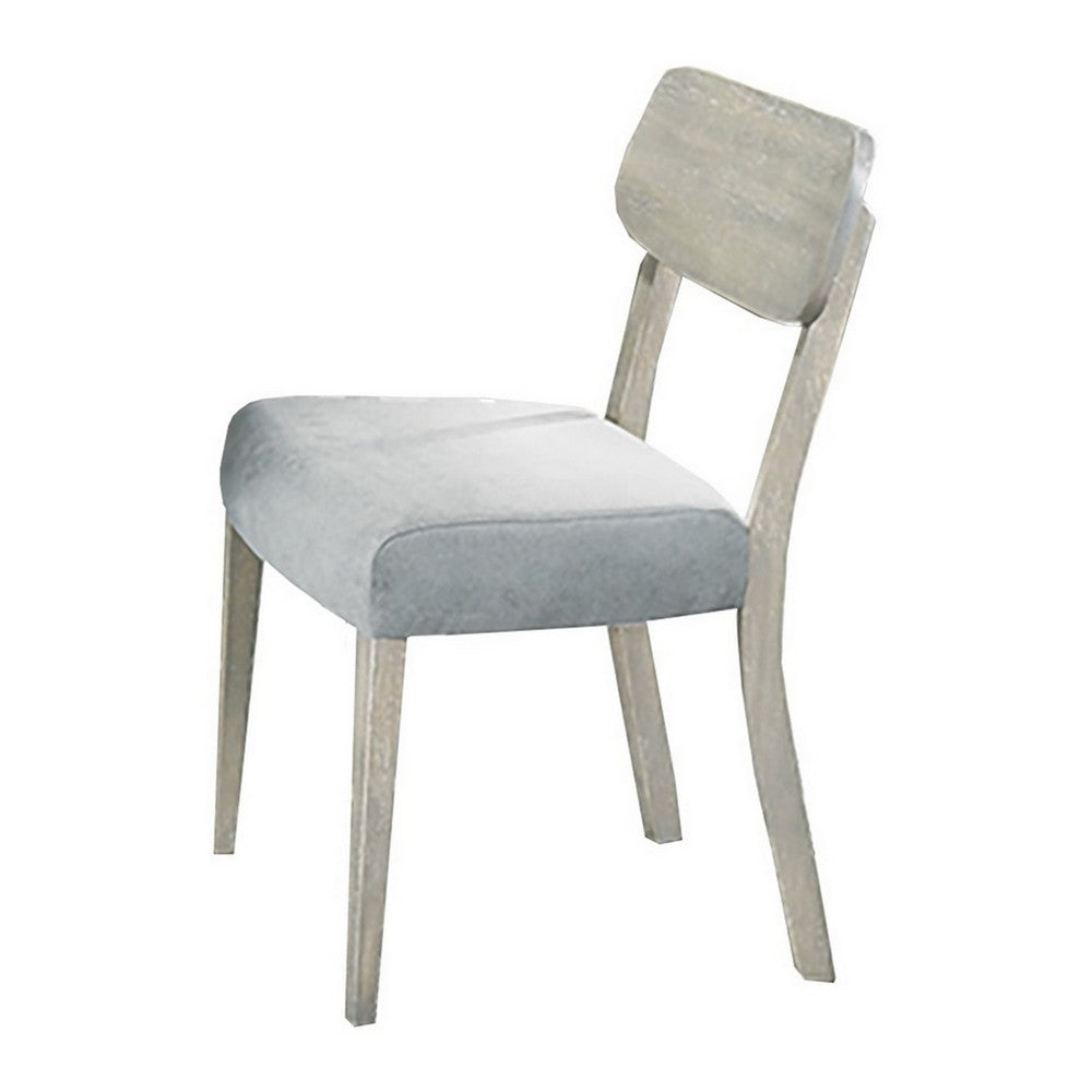 Romy Dining Chairs, Set of 2, Open Back, Natural Wood Grain, Gray Fabric