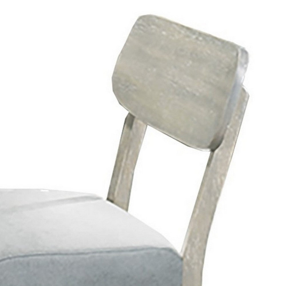 Romy Dining Chairs, Set of 2, Open Back, Natural Wood Grain, Gray Fabric