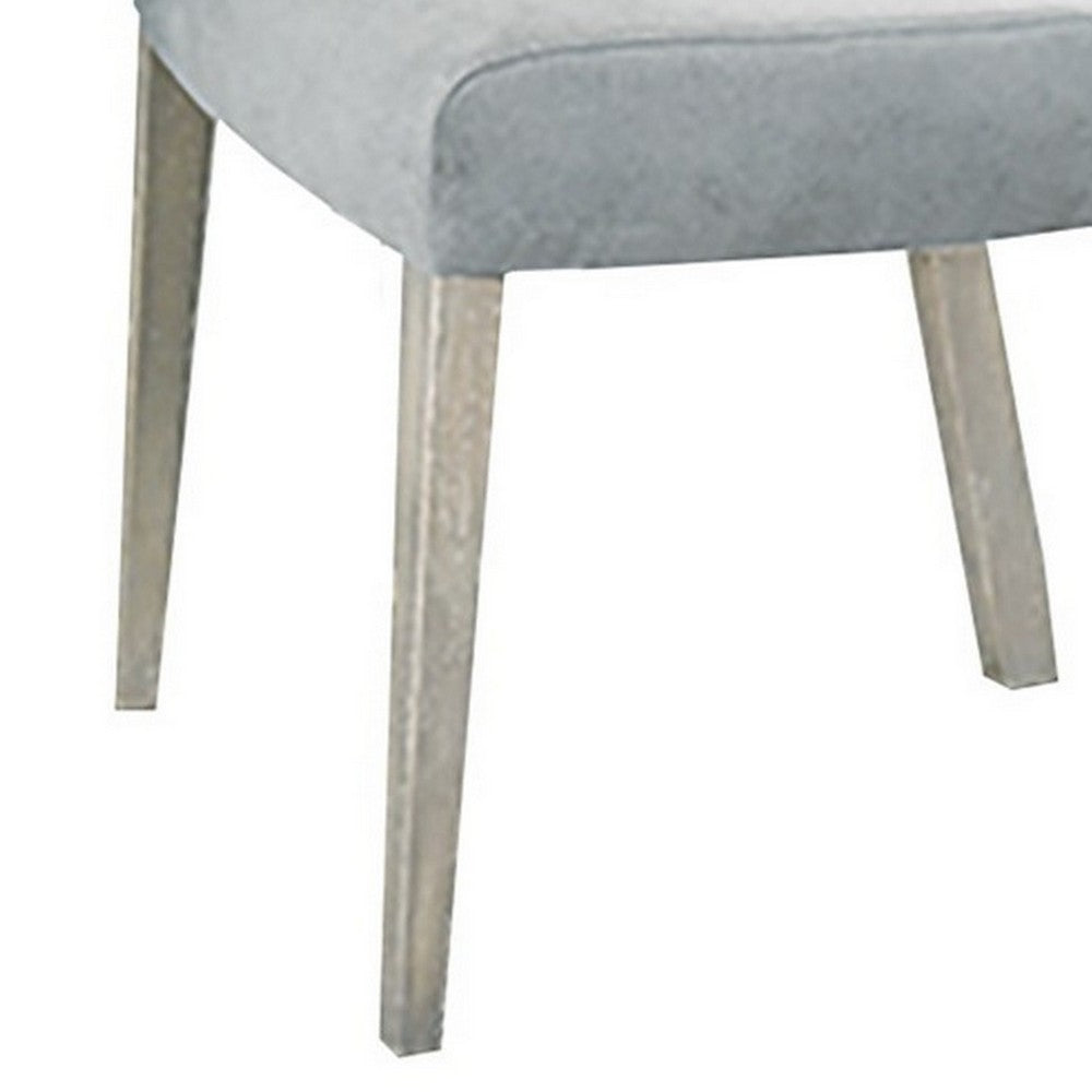 Romy Dining Chairs, Set of 2, Open Back, Natural Wood Grain, Gray Fabric