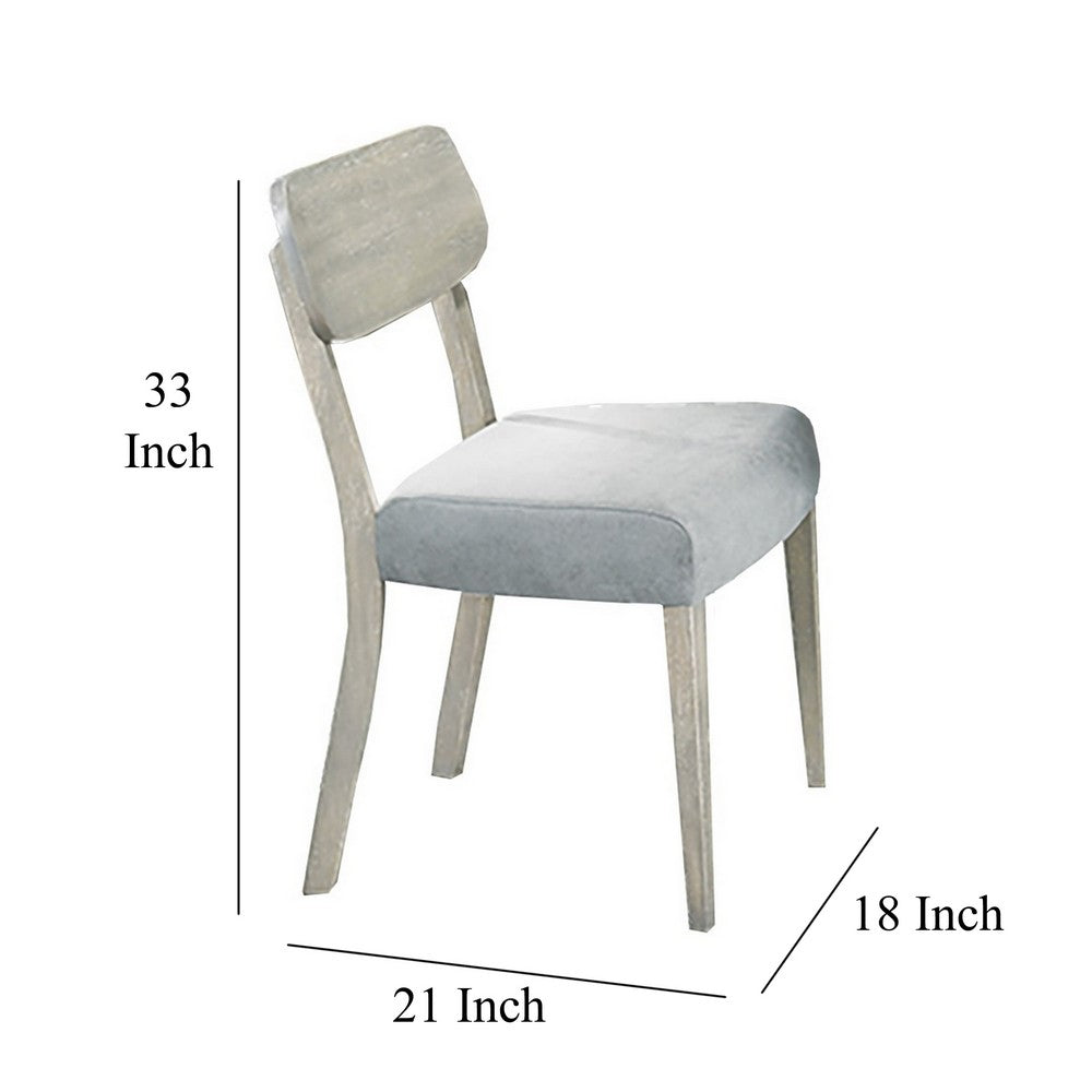 Romy Dining Chairs, Set of 2, Open Back, Natural Wood Grain, Gray Fabric