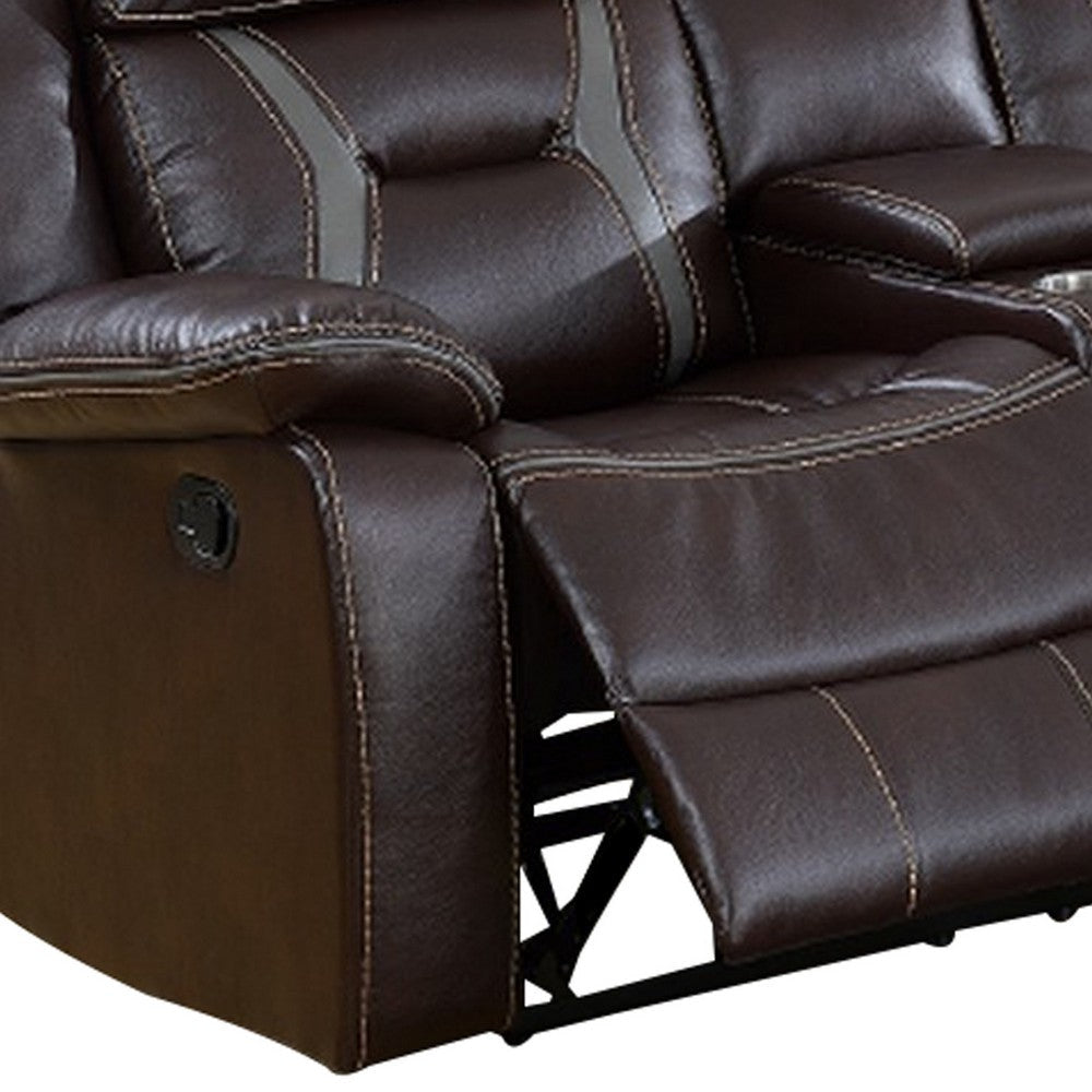 3pc Sectional Motion Power Recliner Sofa Set Dark Brown Faux Leather BM326154