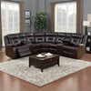 3pc Sectional Motion Power Recliner Sofa Set, Dark Brown Faux Leather