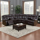 3pc Sectional Motion Power Recliner Sofa Set, Dark Brown Faux Leather
