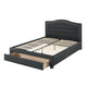 Sey Full Size Bed w Storage Drawers Dark Gray Upholstered Headboard