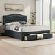 Sey Full Size Bed w Storage Drawers, Dark Gray Upholstered Headboard
