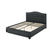 Sey Queen Size Bed w Storage Drawers Dark Gray Upholstered Headboard