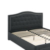 Sey Queen Size Bed w Storage Drawers Dark Gray Upholstered Headboard