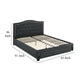 Sey Queen Size Bed w Storage Drawers Dark Gray Upholstered Headboard