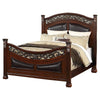 Meo King Size Bed Padded Carved Dark Brown Faux Leather Upholstered
