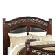 Meo Queen Size Bed Padded Carved Dark Brown Faux Leather Upholstered