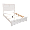 Modern Queen Size Bed, High Headboard w Low Footboard, Whitewash Wood