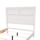 Modern Queen Size Bed High Headboard w Low Footboard Whitewash Wood BM326168