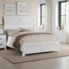 Modern Queen Size Bed, High Headboard w Low Footboard, Whitewash Wood