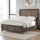 Modern Queen Size Bed w Tall Panel Headboard, Rustic Oak Brown Wood