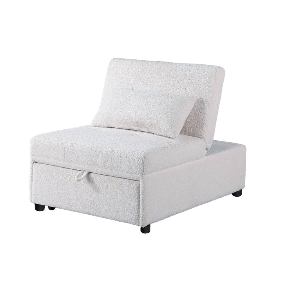 Jiya Convertible Sofa Chair to Single Bed Soft White Fabric 76’’ BM326175