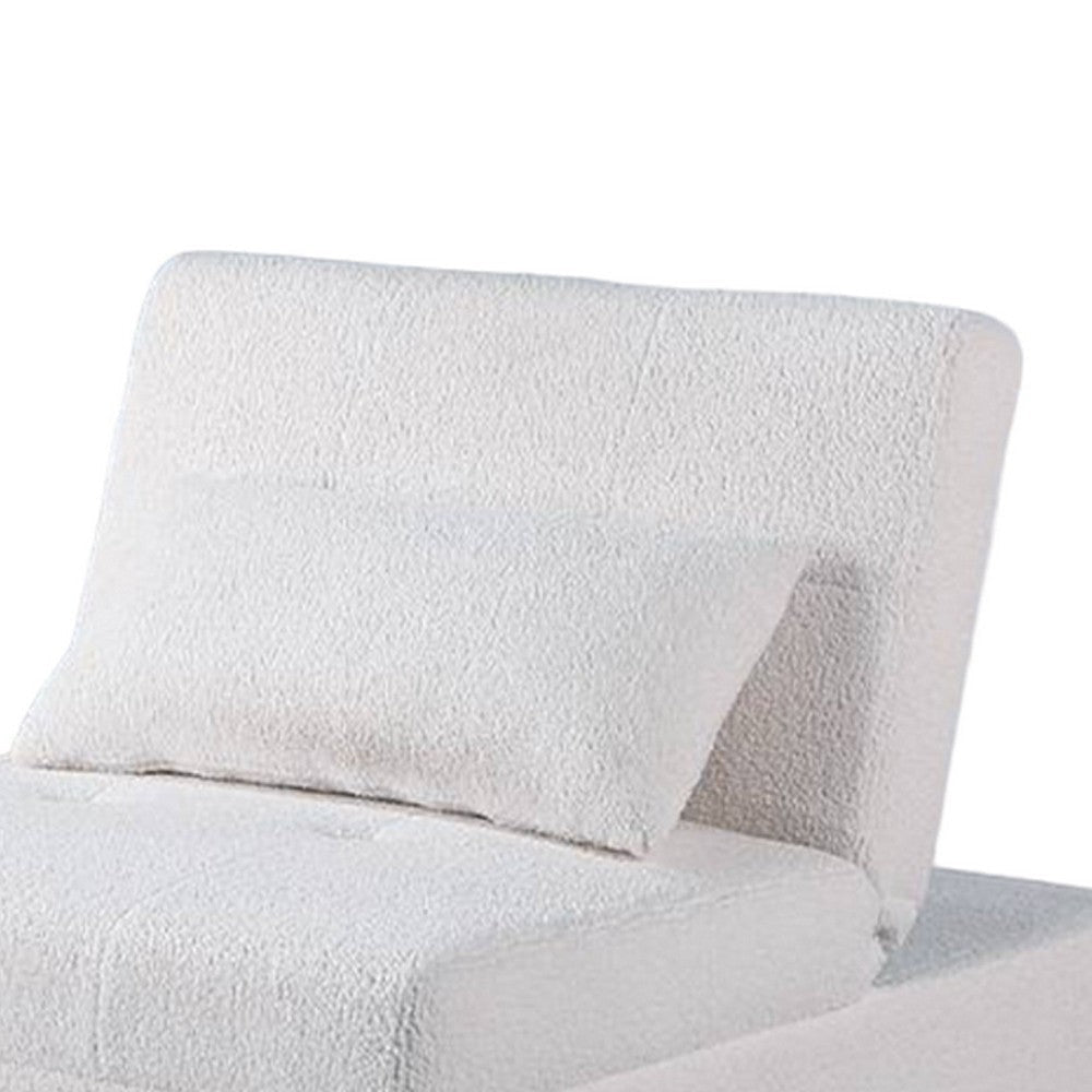 Jiya Convertible Sofa Chair to Single Bed Soft White Fabric 76’’ BM326175