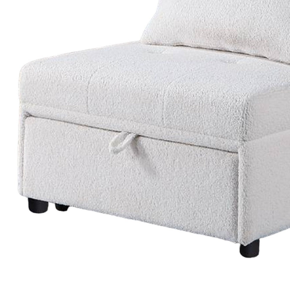 Jiya Convertible Sofa Chair to Single Bed Soft White Fabric 76’’ BM326175