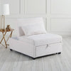 Jiya Convertible Sofa Chair to Single Bed, Soft White Fabric, 76"