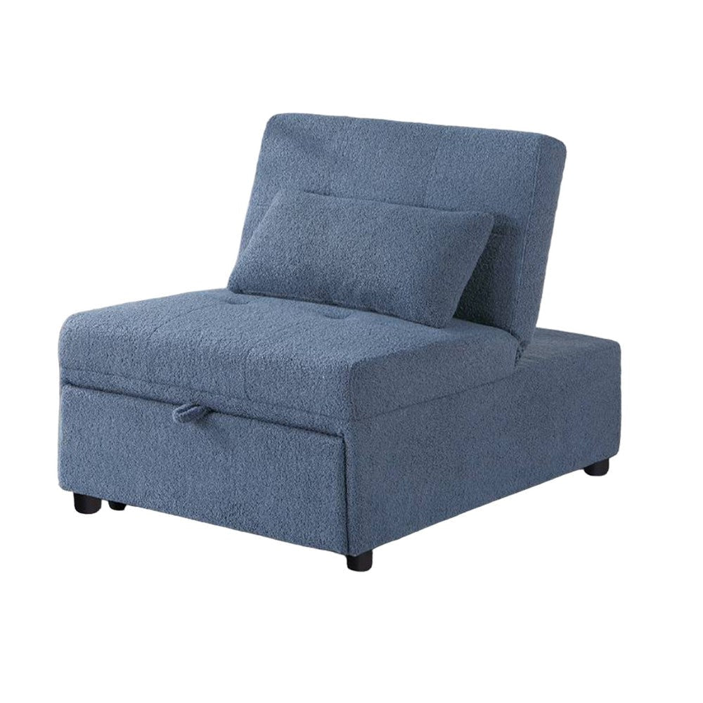 Jiya Convertible Sofa Chair to Single Bed Soft Blue Fabric 76’’ BM326176