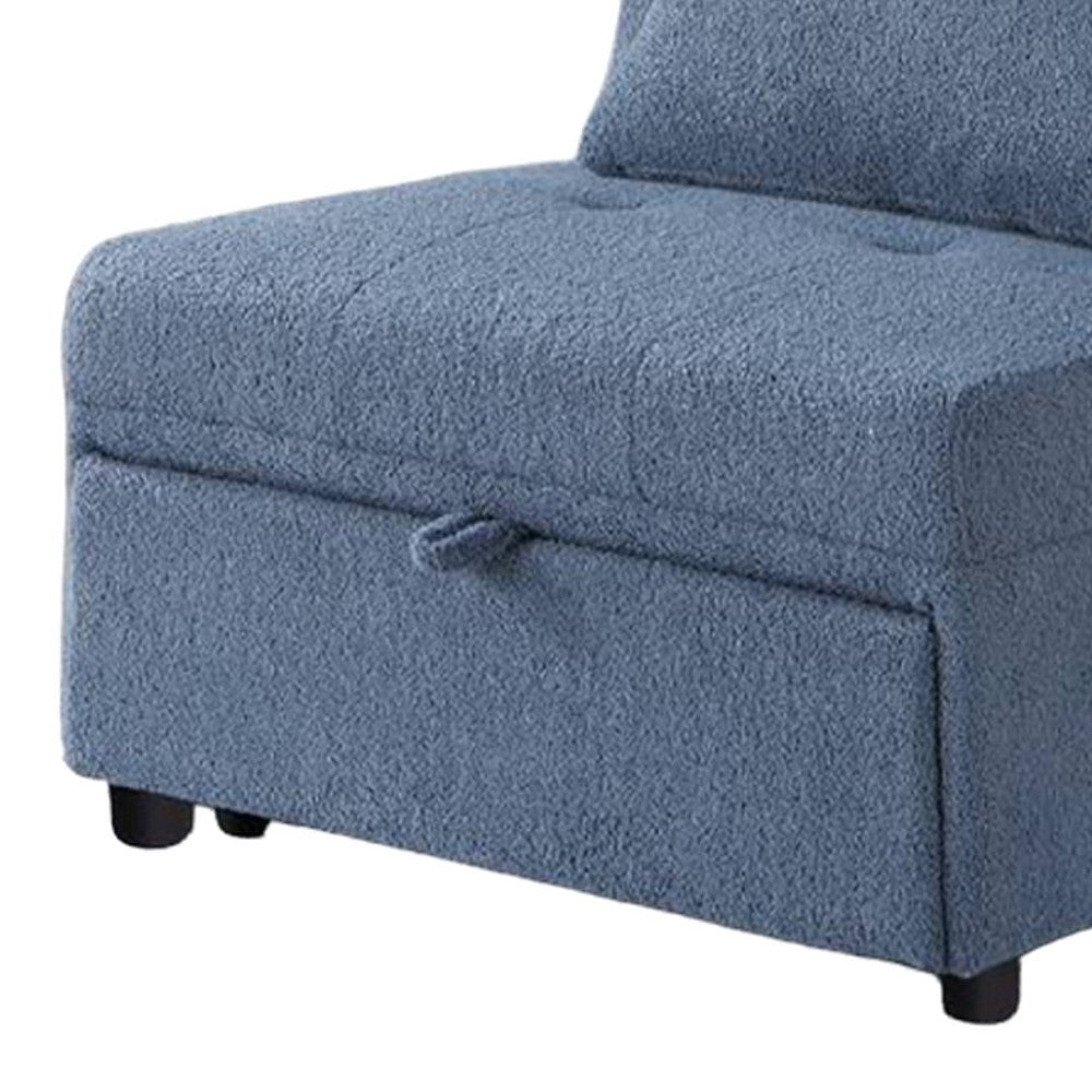 Jiya Convertible Sofa Chair to Single Bed Soft Blue Fabric 76’’ BM326176