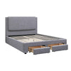 Fina Full Size Bed w Storage Footboard, Gray Faux Linen Upholstery