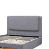 Fina Full Size Bed w Storage Footboard Gray Faux Linen Upholstery