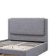 Fina Full Size Bed w Storage Footboard Gray Faux Linen Upholstery