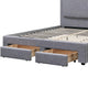 Fina Full Size Bed w Storage Footboard Gray Faux Linen Upholstery