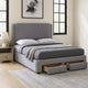 Fina Full Size Bed w Storage Footboard, Gray Faux Linen Upholstery